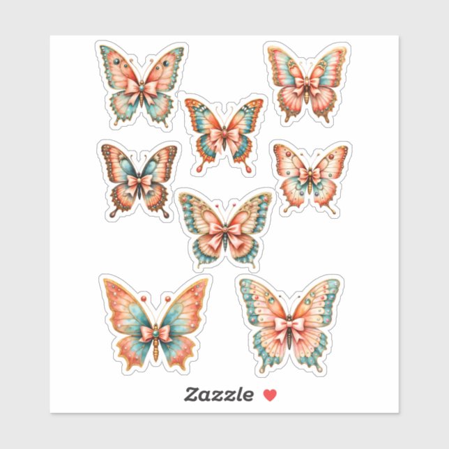 Sticker Feuille d'autocollants vinyles papillon bleu et co (Feuille)