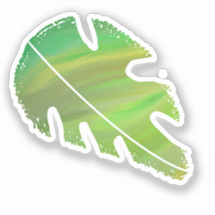 Sticker Feuille de Monstera Abstraite Liquide Vert
