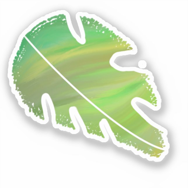 Sticker Feuille de Monstera Abstraite Liquide Vert (Recto)