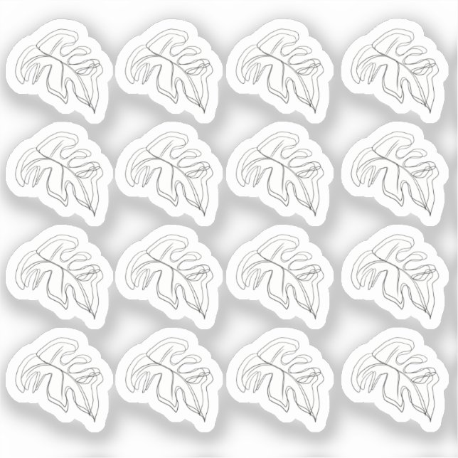 Sticker Feuille de Monstera Abstraite Noir Blanc (Recto)
