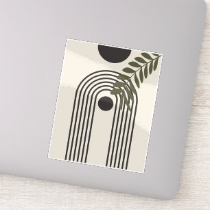 Sticker Feuille de palmier arc-en-ciel Soleil, Art géométr