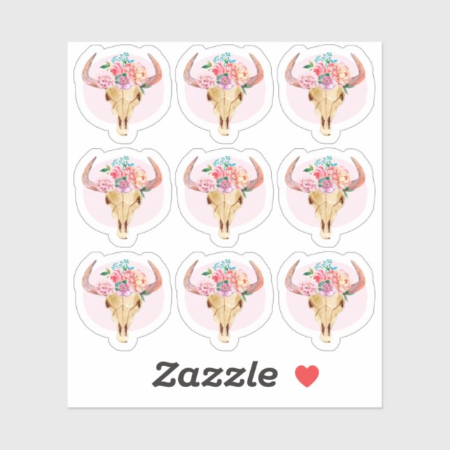 Sticker Feuille de planification de l'aquarelle de crâne d (Feuille)