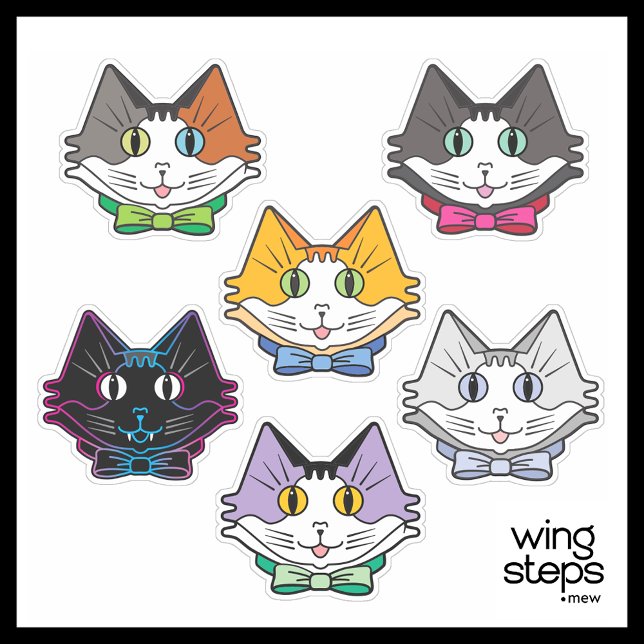 Sticker Feuille Kiss-Cut À Face Multi Couleur Six Cute (Créateur téléchargé)