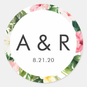Sticker Feuille Tropical Monogram Merci Favor