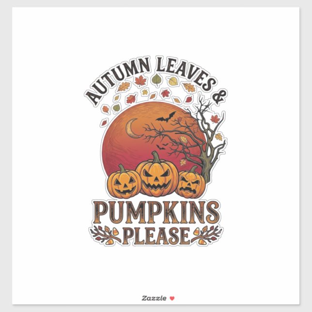Sticker Feuilles d'Automne Citrouilles S'il Vous Plaît Hal (Feuille)