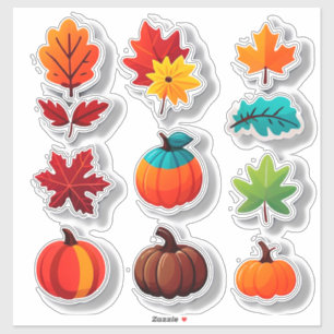 Sticker Feuilles d'automne et citrouilles Décoration d'aut