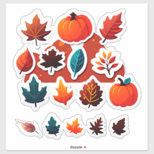 Sticker Feuilles d'automne et conception de citrouilles po