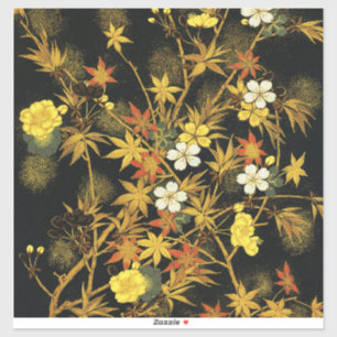 Sticker Feuilles d'automne japonaises Antique botanique