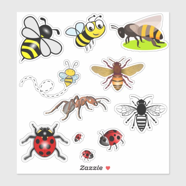 Sticker Feuilles de vignettes d'insectes (Feuille)