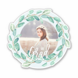 Sticker Feuilles d'Eucalyptus sur Blue Graduate Photo et a