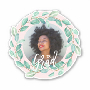 Sticker Feuilles d'Eucalyptus sur Blush Graduate Photo et 