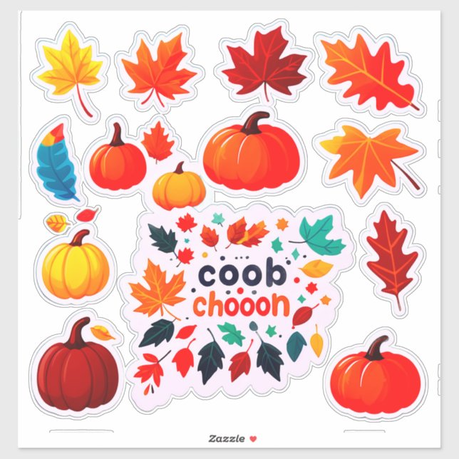 Sticker Feuilles et Dessin de Citrouille de style Hallowee (Feuille)
