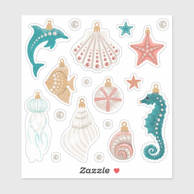 Sticker Feuillet d'autocollant des ornements de Noël côtie (Feuille)