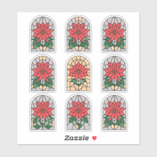 Sticker Feuillet d'autocollant en verre de Poinsettia fest