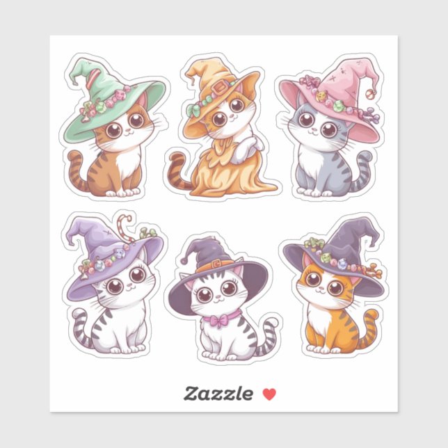 Sticker Feuillet d'autocollant pour chats en caricature d' (Feuille)