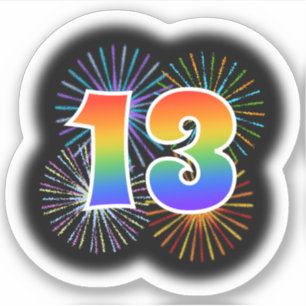 Sticker Feux d'artifice d'amusement + Motif "13"