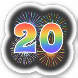 Sticker Feux d'artifice d'amusement + Motif "20"