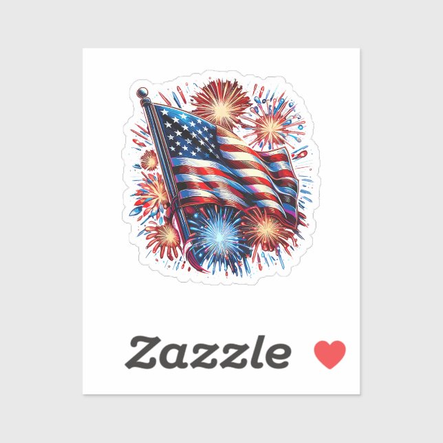 Sticker Feux d'artifice patriotiques drapeau américain (Feuille)