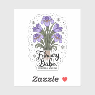 Sticker Février Baby Anniversaire Violet & Iris Flower