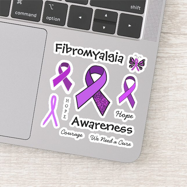 Sticker Fibromyalgie Rubans de sensibilisation à la violet (Détail)