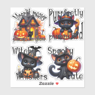 Sticker Fiche d'autocollants de chatons éffrayants et Jack