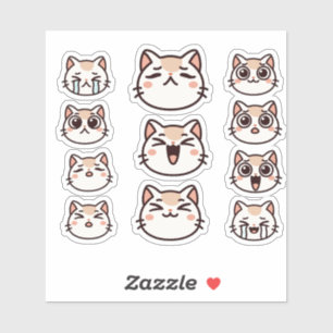 Sticker Fiche d'autocollants d'expressions faciales de cha