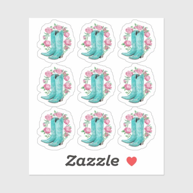 Sticker Fiche du planificateur Rose Country Cowgirl Boots  (Feuille)