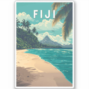 Sticker Fidji Illustration Voyage Art Vintage