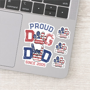 Sticker Fier American USA Pet Dog Papa Lover US Drapeau