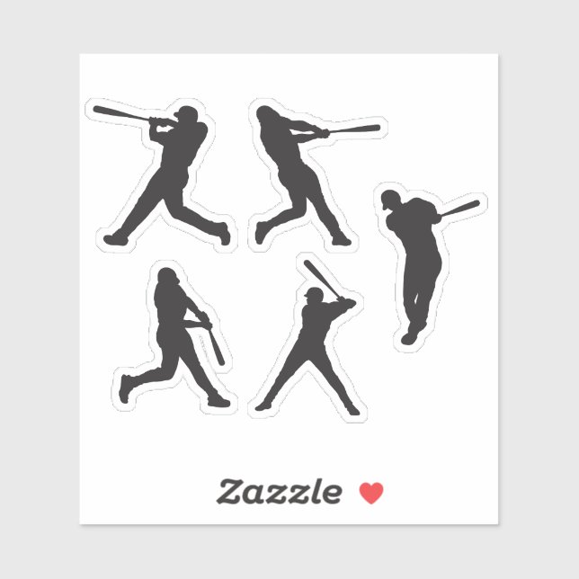 Sticker Fier Batteur de baseball Silhouette 5 en 1 (Feuille)