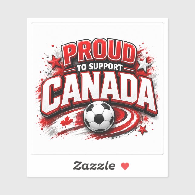 Sticker FIER DE SUPPORTER LE CANADA Fan de soccer | Canadi (Feuille)