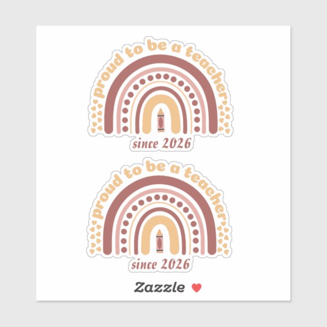 Sticker Fier d'être un professeur rétro marron orange (Feuille)
