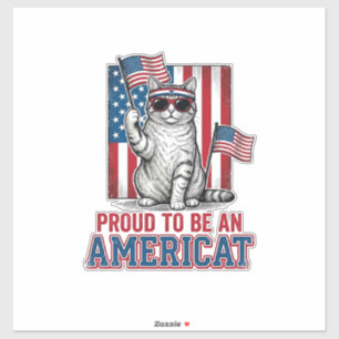 Sticker Fier d'être un T-shirt de chat patriotique américa