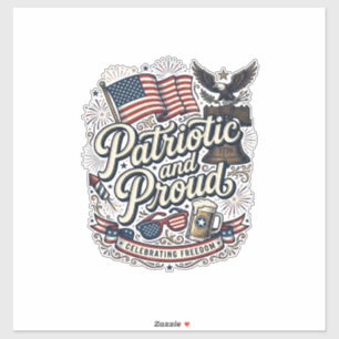 Sticker Fier et patriotique vintage 4 juillet
