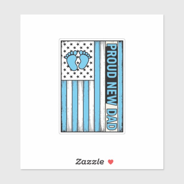 Sticker Fier Nouveau Papa Pieds de Bébé Drapeau Vector Des (Feuille)