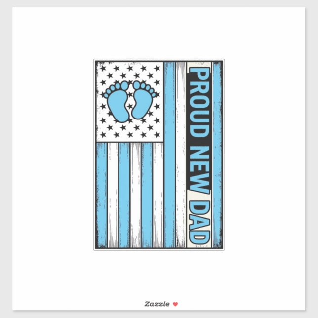 Sticker Fier Nouveau Papa Pieds de Bébé Drapeau Vector Des (Feuille)