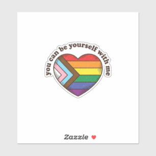 Sticker Fierté Cœur Vous Pouvez Être Vous-Même Avec Moi T-