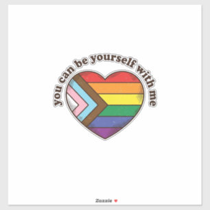 Sticker Fierté Cœur Vous Pouvez Être Vous-Même Avec Moi T-