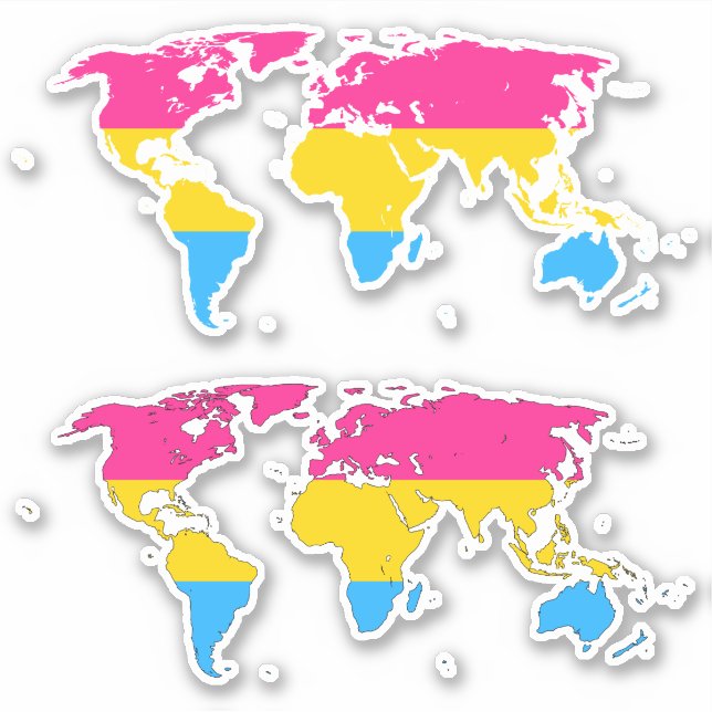 Sticker Fierté de la Pansexualité - Carte du monde (Devant)