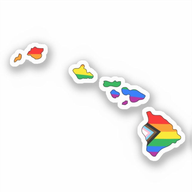 Sticker Fierté de l'État d'Hawaii LGBTQ Progress Pride (Recto)
