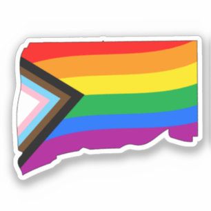 Sticker Fierté de l'État du Connecticut Progress Pride LGB