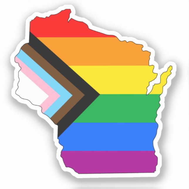 Sticker Fierté de l'État du Wisconsin LGBTQ Progress Pride (Recto)