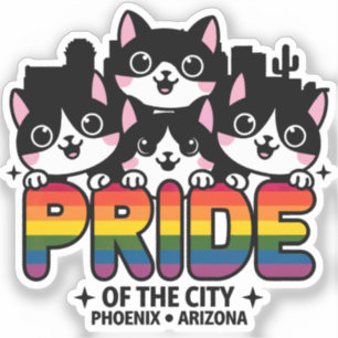 Sticker Fierté de Phoenix City Arizona USA Rainbow Flag