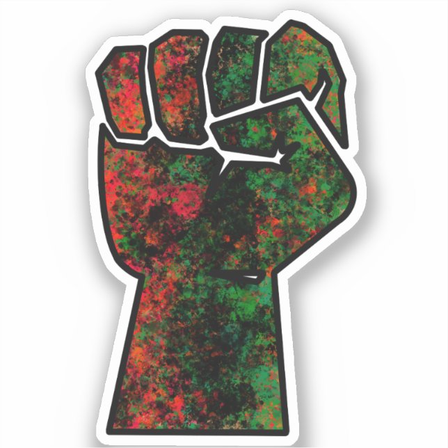 Sticker fierté noire drapeau rouge vert poing panafricain  (Recto)
