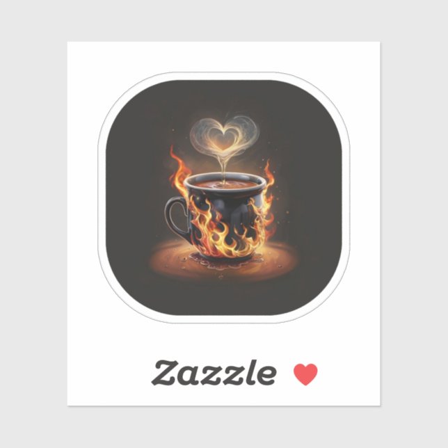 Sticker Fiery Christmas Coffee Cup avec Heart Steam Art (Feuille)