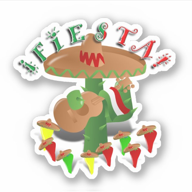Sticker Fiesta Cactus Cinco de Mayo (Devant)