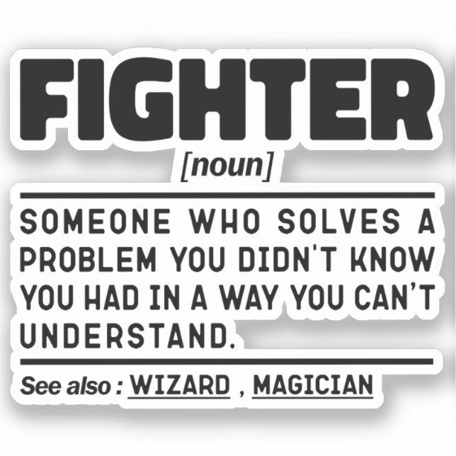 Sticker Fighter Noun Définition Fighter Instructor Sports (Recto)