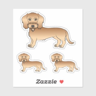 Sticker Fil à roue Haired Dachshund mignon chien de dessin