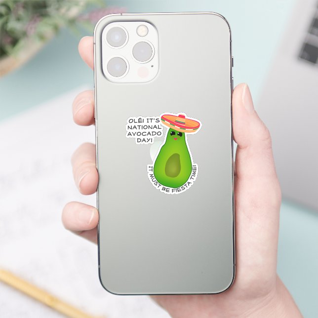 Sticker Fille à l'avocat avec sombrero (Téléphone)