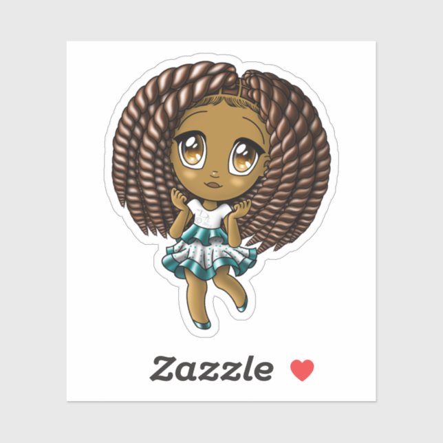 Sticker Fille afro-américaine (Feuille)